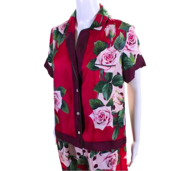 DOLCE & GABBANA Rose-print Top In Pink - Picture 2 of 8